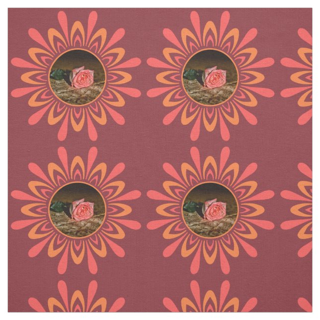 Stylised Sun/Flower Pattern with YOUR PHOTO fabric (Swatch)