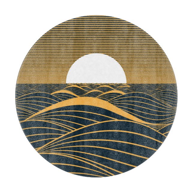 Stylised sun-moon, dark sea illustration. cutting board (Front)