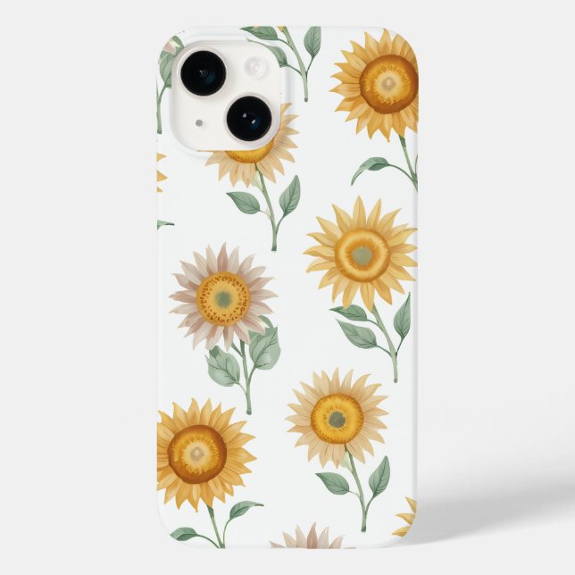 Stylised Sunflower Seamless Floral Pattern Case-Mate iPhone Case (Back)