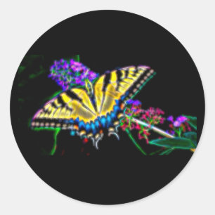 Stylised Swallowtail Butterfly Classic Round Sticker