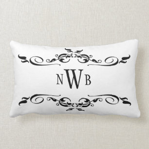 Stylised Swirly Border Monogram Lumbar Cushion