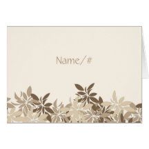 Stylised Tan and Brown Floral Leaves Place Card