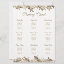 Stylised Tan and Brown Floral Leaves Seating Chart