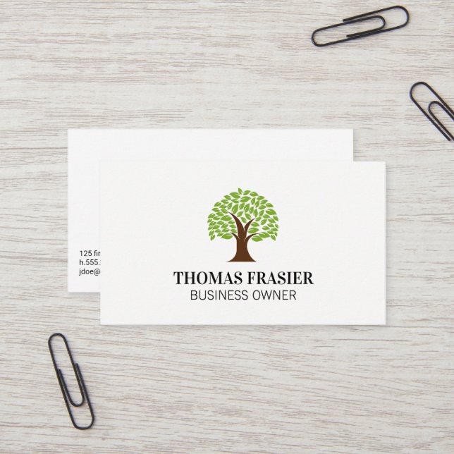 Stylised Tree and Leaves | Landscaper Business Card (Front/Back In Situ)
