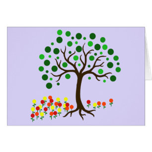 Stylised Tree and Tulips Card