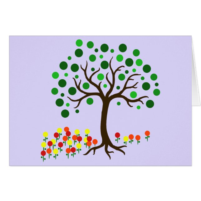 Stylised Tree and Tulips Card (Front Horizontal)