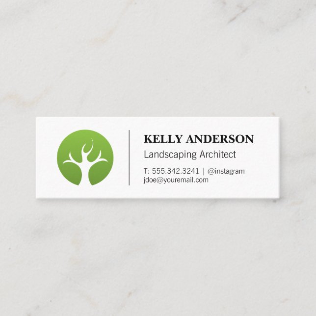 Stylised Tree Icon | Tree Trimming Service Mini Business Card (Front)