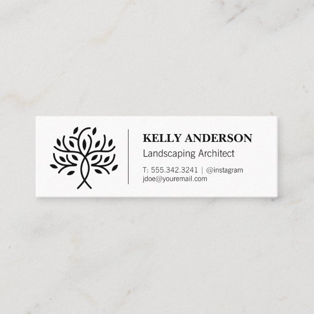 Stylised Tree Icon | Tree Trimming Service Mini Business Card (Front)