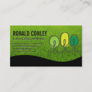 Stylised Tree Logo   Grass   Landscaping Business Card