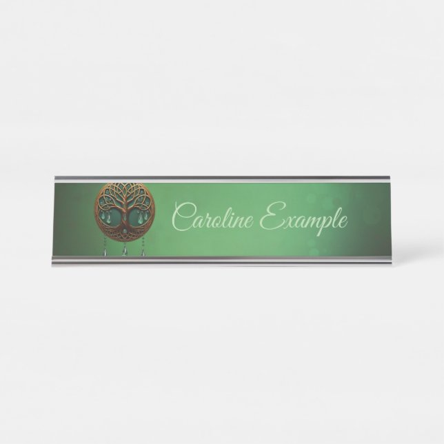 Stylised tree of life  desk name plate (Front)