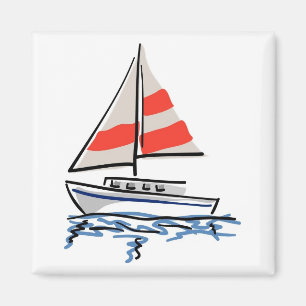 Stylised Tropical Sailboat Magnet