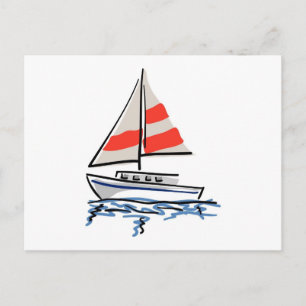 Stylised Tropical Sailboat Postcard