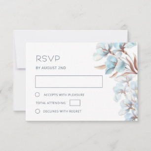 Stylised Turquoise Rose Gold  Flowers RSVP Card