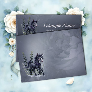 Stylised unicorn in floral splendour.  envelope