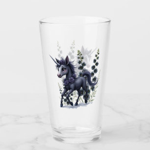 Stylised unicorn in floral splendour.  glass