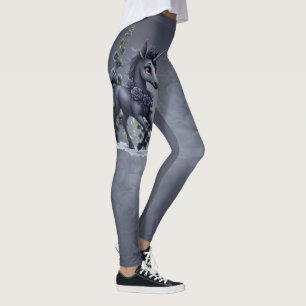 Stylised unicorn in floral splendour. leggings