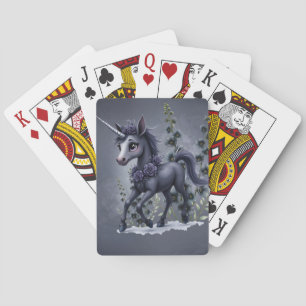 Stylised unicorn in floral splendour. playing cards