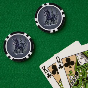 Stylised unicorn in floral splendour. poker chips