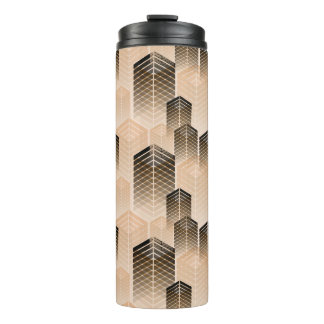 stylised urban landscape seamless pattern in sepia thermal tumbler
