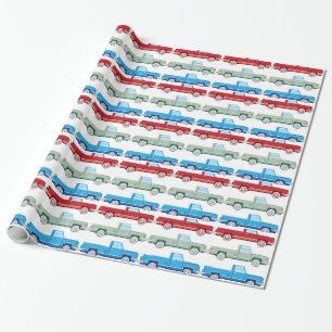 Stylised Vector Old Pickup Truck vector Wrapping Paper