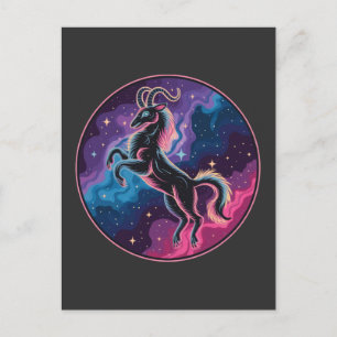 Stylised Vibrant Celestial Capricorn Goat Postcard