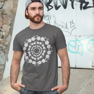 Stylised White Bicycles Mandala T-Shirt