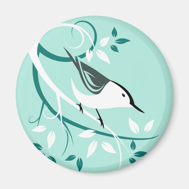 Stylised White Breasted Nuthatch Magnet (Front)