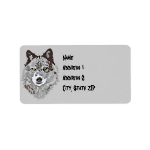 Stylised Wolf Head Adress Label