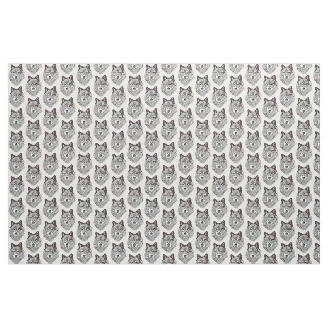 Stylised Wolf Head Fabric (Yard)