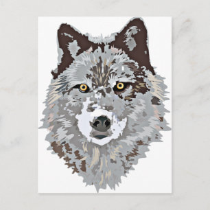 Stylised Wolf Head Postcard