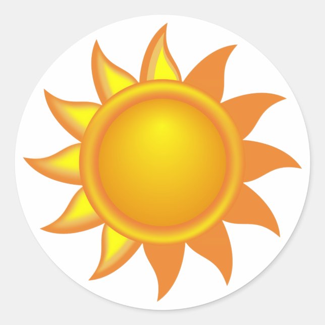 Stylised Yellow Sun Classic Round Sticker (Front)