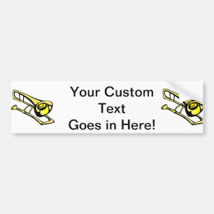 stylised yellow trombone graphic image bumper sticker