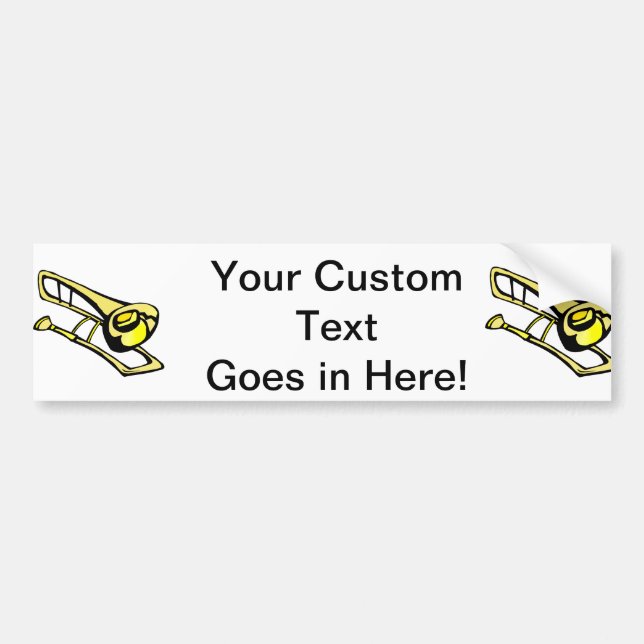 stylised yellow trombone graphic image bumper sticker (Front)