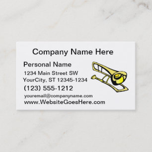 stylised yellow trombone graphic image business card