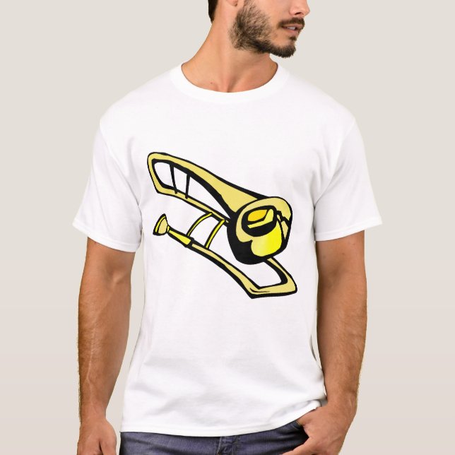 stylised yellow trombone graphic image T-Shirt (Front)