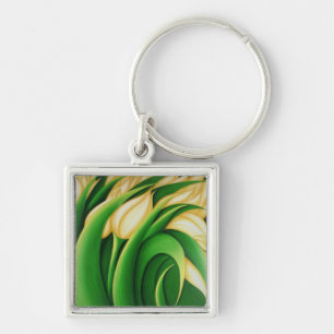 Stylised Yellow Tulips Key Ring