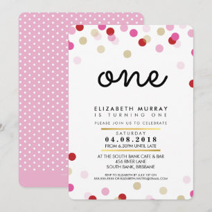 STYLISH 1ST birthday party INVITE pink gold girl