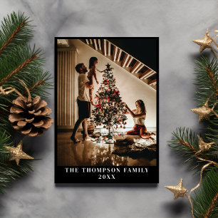 Stylish 2023 Family Photo Minimalist Modern Black Holiday Card