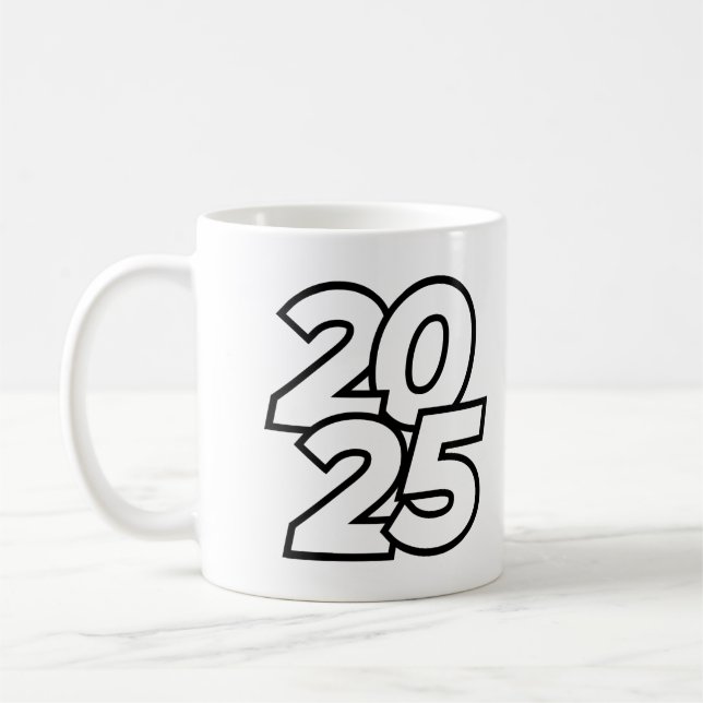 Stylish 2025 New Year Celebration Design with Mode Coffee Mug (Left)