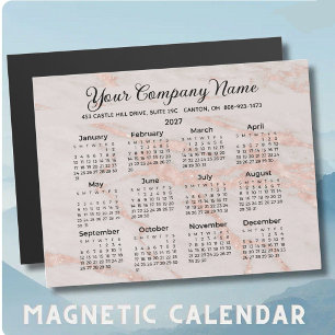 Stylish 2027 Blush Rose Marble Calendar Business