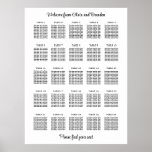 Stylish 25 Table Wedding Seating Chart Poster