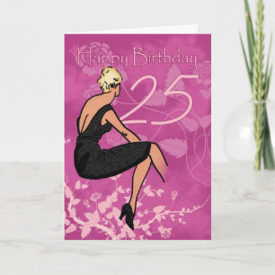 Stylish 25th Birthday Card - Modern Female In Blac