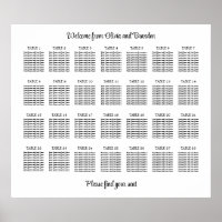Stylish 28 Table Wedding Seating Chart Poster