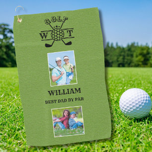 Stylish 2 Photo Best Dad By Par  Golf Towel