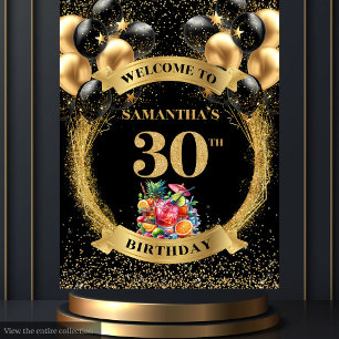 Stylish 30th Birthday Black Gold Whiskey Tapestry