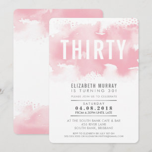 STYLISH 30TH birthday INVITE watercolor blush pink