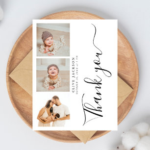 Stylish 3 Photo Baby Shower Thank You Postcard