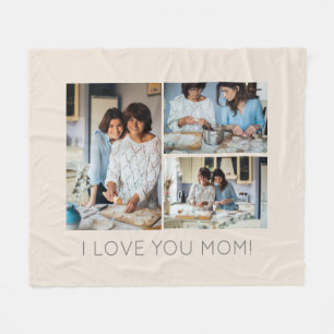 Stylish 3 Photo Collage Message to Mum Fleece Blanket