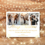 stylish 3 photos collage gold  Holiday Postcard<br><div class="desc">stylish 3 photos collage ,  classic gold calligraphy christmas wishes, Holiday Postcard .</div>