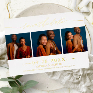 Stylish 3 Photos Wedding Save The Date